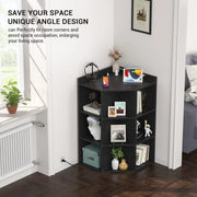 Corner Cabinet Storage with USB Ports and Outlets, Cube Toy Storage for Small Space, Wooden Cubby Bookshelf with 9 Cubes