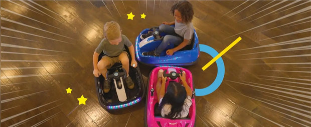 Driving Mode (Steering Wheel/Joystick) Ride On Bumper Car for Kids & Toddlers 1.5-6 Year Old DIY Sticker Baby Bumping Toy Gifts