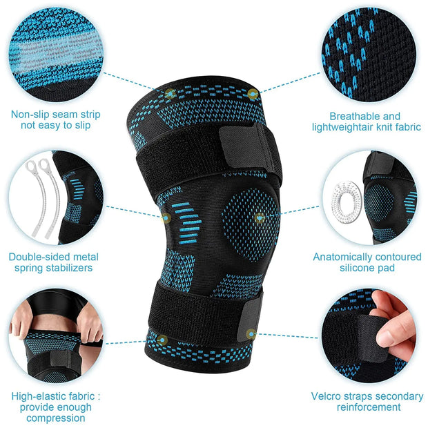 Sports Knee Pads for Knee Pain Meniscus Tear Injury Recovery with Side Stabilizers Patella Gel Knee Support Compression Sleeve