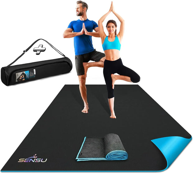 Large Yoga Mat - 7’ x 5’ x 9mm Extra Thick Exercise Mat - Use Without Shoes