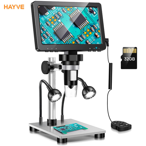 Hayve 7‘’ Digital Microscope 1200X Zoom 12MP HD Electronic Microscopes Camera Magnifier for Soldering Phone Repair Microscope