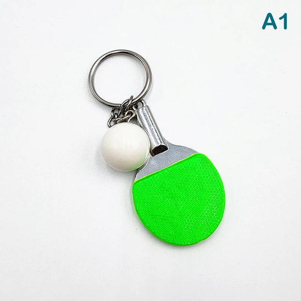 1PC Table Tennis Key Chain Pendant Simulation Mini Table Tennis Racket Key Ring Bag Pendant Decoration Souvenir Gift