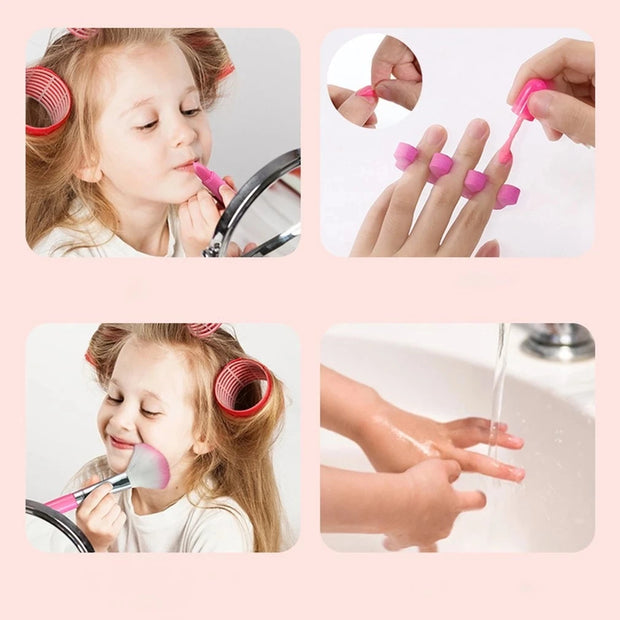 Children Makeup Set Lipstick Makeup Pretend Play With Toys Cosmetic Educational Toys Girl Princess Makeup Toy Suitcase Gift