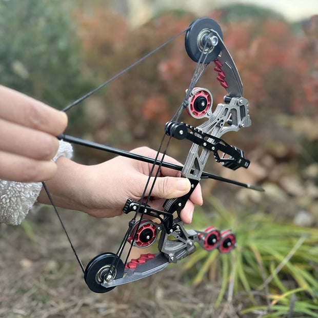 Archery Mini Compound Bow Stainless Steel with 4/8pcs Arrows for Entertainment Shooting Sports Decompression Game Pulley Bow