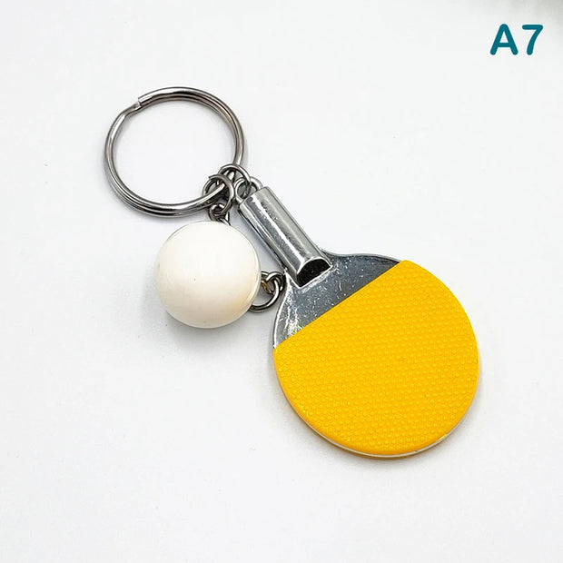 1PC Table Tennis Key Chain Pendant Simulation Mini Table Tennis Racket Key Ring Bag Pendant Decoration Souvenir Gift