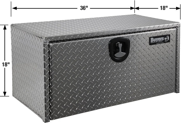 1705105 Silver Diamond Tread Aluminum Underbody Truck Box with T-Handle Latch, 18 x 18 x 36 Inch, Durable Contractor Toolbox For