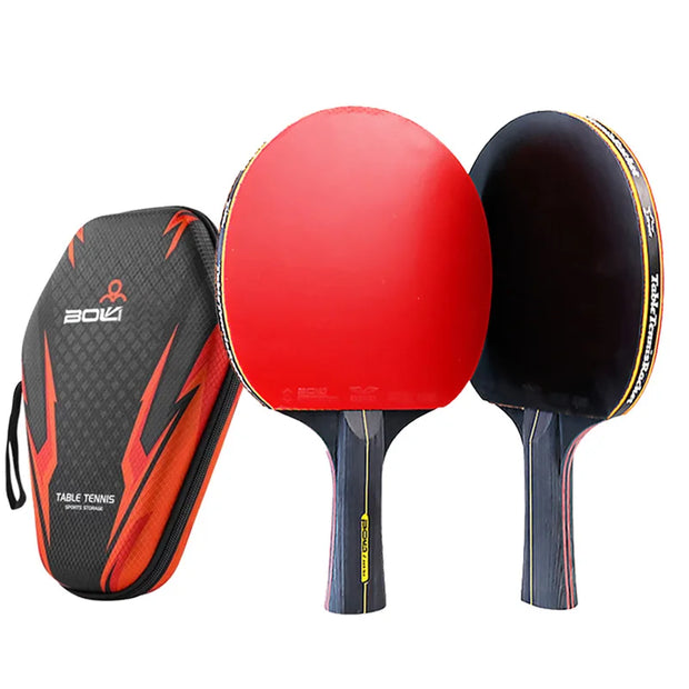 6 Star Table Tennis Racket 2PCS Professional Ping Pong Racket Set Pimples-in Rubber Hight Quality Blade Bat Paddle with Bag