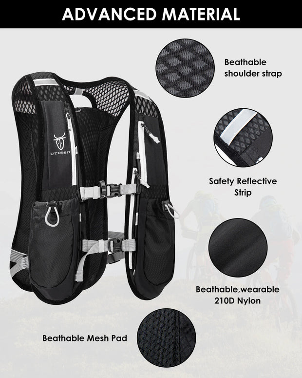 UTOBEST Trail Running Backpack 5L Ultra Lightweight Hydration Vest with 1.5L Water Bladder for Bicycle Marathon Hiking