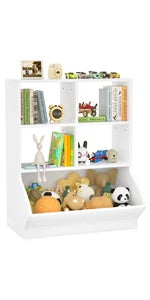 Corner Cabinet Storage with USB Ports and Outlets, Cube Toy Storage for Small Space, Wooden Cubby Bookshelf with 9 Cubes