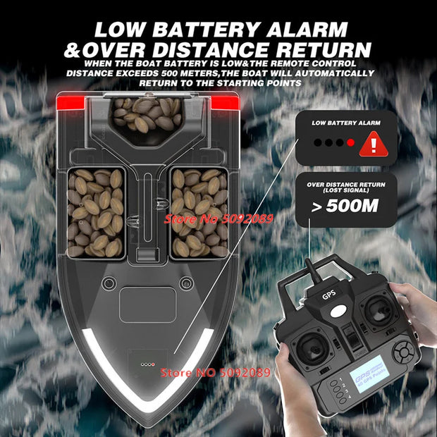 Smart 40 Points GPS Fishing Bait Boat GPS Auto Return RC Nesting Boat 2KG Loading 500M Distance Fixed Speed Cruise Bait Boat Toy