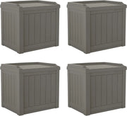 22 Gallon Indoor Or Outdoor Backyard Patio Small Storage Deck Box With Attractive Bench Seat And Reinforced Lid, Stone (4 Pack)