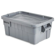 Commercial Products BRUTE Tote Storage Bin with Lid, 14-Gallon, Gray, Rugged/Reusable Boxes for Moving/Camping/Garage