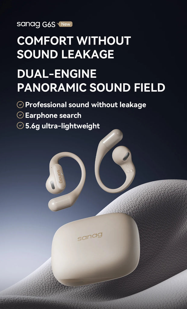 Sanag G6S Open Ear Bluetooth Earphone Ear Hook OWS Wireless Headphone HiFi Sound TWS Headset Sport Running Earbuds for Sport