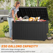 Resin Deck Box 230 Gallon, Indoor Outdoor Storage Boxes Lockable, Waterproof Storage Bin, Large Organization and Storage for Pat