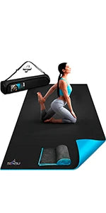 Large Yoga Mat - 7’ x 5’ x 9mm Extra Thick Exercise Mat - Use Without Shoes