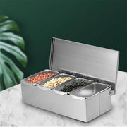 4 Compartment Stainless Steel Seasoning Box Trays, Keep Kitchen Organized, Versatile for All Seasonings,Seasoning Box Trays