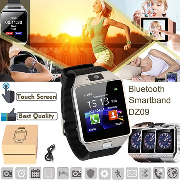 DZ09 Smart Watch Bluetooth Fitness Heart Rate Sport Monitor Live Waterproof Camera GPS SIM Card SD Memory 1.54" Touch Control