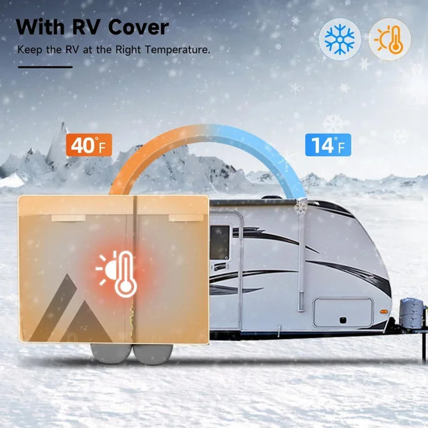 Travel Trailer RV Cover: 7 Layers Heavy Duty RV & Trailer Cover, Toy Hauler Cover Fits 14'-16' RV Camper Cover with 4 Tire Cover