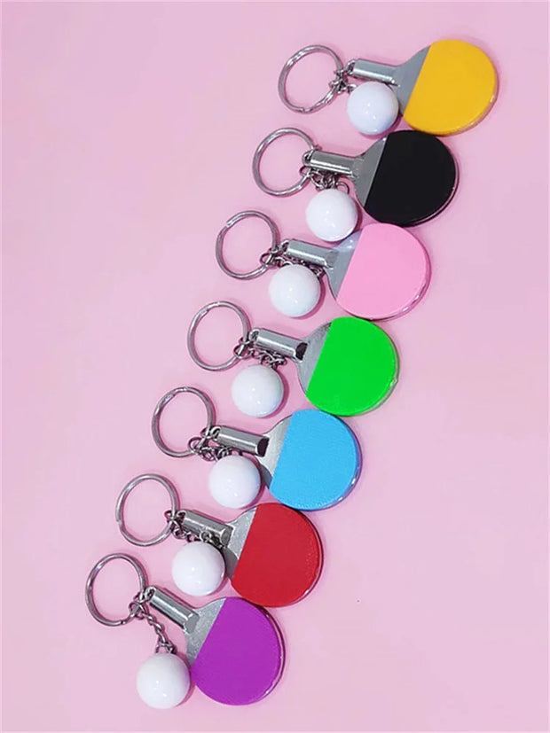 New Cute Table Tennis Racket Pendants Souvenir Table Tennis Ball Key Chain Ball Sports Fans Key Ring Gift Ornament Accessories