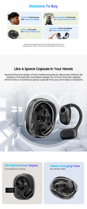 Blackview Airbus 100 earphones with open wireless, sport air guided bass ENC, TWS with microphone 500mAh IP68