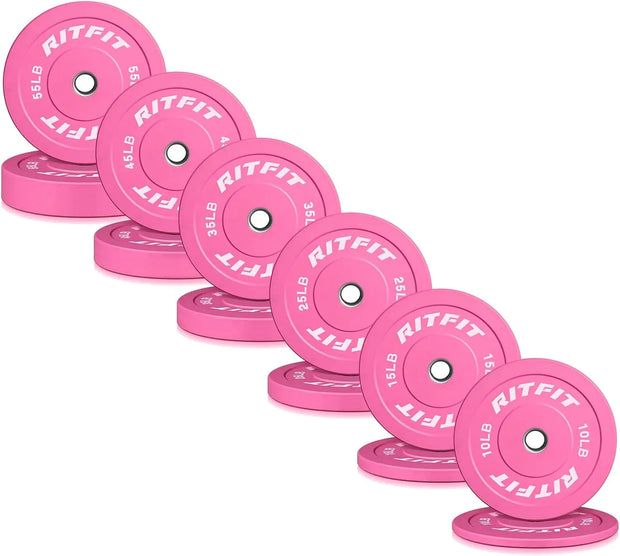 Pink Weight Plates, 2 Inch Ol ympic Barbell Weight Plate, Bumper Plates With Steel Insert, pink weights for Gym and Home