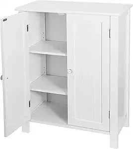 Modern Bathroom Floor Storage Cabinet with Adjustable Shelf and Double Door Rust Proof, Living Room Modern Home Furniture