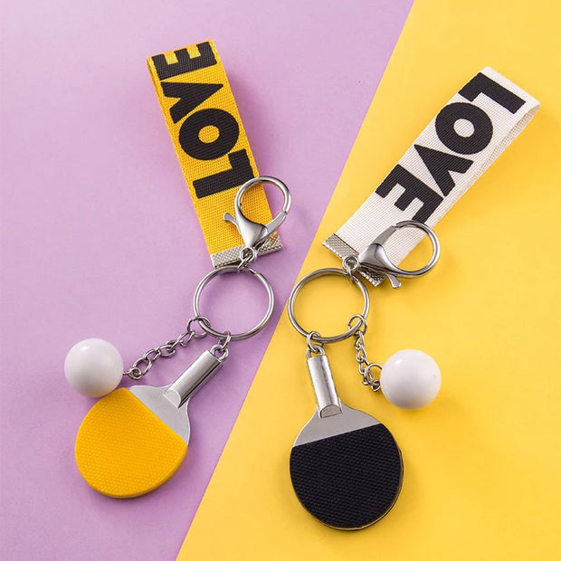 1PC Table Tennis Key Chain Pendant Simulation Mini Table Tennis Racket Key Ring Bag Pendant Decoration Souvenir Gift