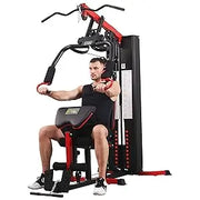 Multifunctional Home Gym System Workout Station with Leg Extension and Preacher Curl, 122.5LB Weight Stack, Multiple Options, Mu