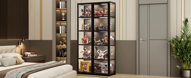 5 Tier Curio Display Cabinet, Storage Cabinet with Acrylic Glass Door, Collectibles Toy Organizers Rack & Display Shelf,Bookcase