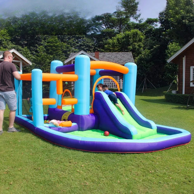 Inflatable Bounce House, Bouncer & Slide with Air Blower,Play House with Ball Pool,Inflatable Kids Slide,Jumping Castle