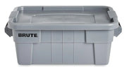 Rubbermaid Commercial Products BRUTE Tote Storage Bin with Lid, 14-Gallon, Gray, Rugged/Reusable Boxes