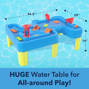 River and Roads Water Play Table, Outdoor Activity Table with Track Toys for Toddlers and Kids, 9 Accessories Inclu