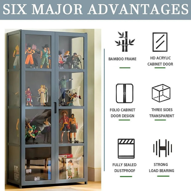 5 Tier Curio Display Cabinet, Storage Cabinet with Acrylic Glass Door, Collectibles Toy Organizers Rack & Display Shelf,Bookcase