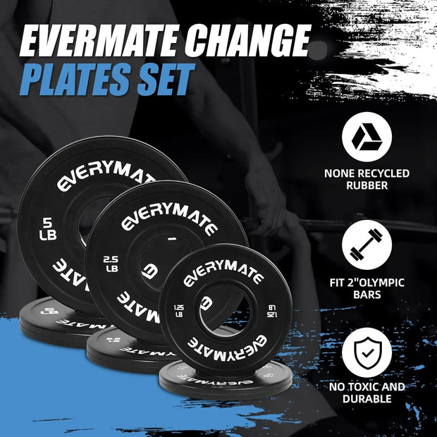 Black Change Weight Plates 1.25LB 2.5LB 5LB Set Fractional Plate Ol ympic Bumper Plates for Cross Training Bumper Weight Plates