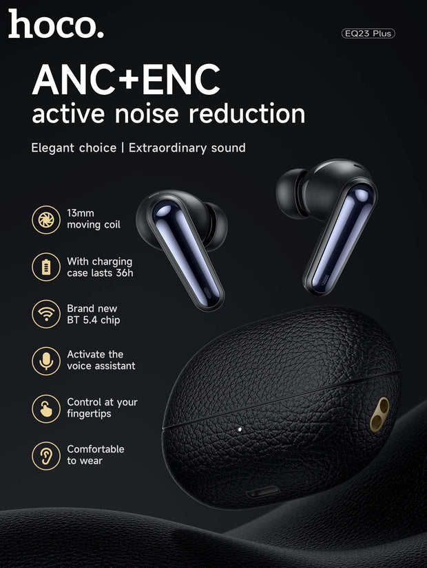 HOCO EQ23 Plus TWS Earphone Bluetooth 5.4 Noise Canceling  Headset Mic ENC HD Call Earbuds For iPhone 16 Pro Max Xiaomi Huawei