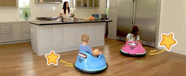 2-Speeds Electric Ride On Bumper Car for Kids & Toddlers 1.5-6 Years Old, DIY Sticker Baby Bumping Toy Gifts W/Remot