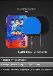 LOKI K5000 Table Tennis Racket Set 1pc/2pcs Home Entertainment Ping Pong Rackets with Blue Color Ping Pong Rubber