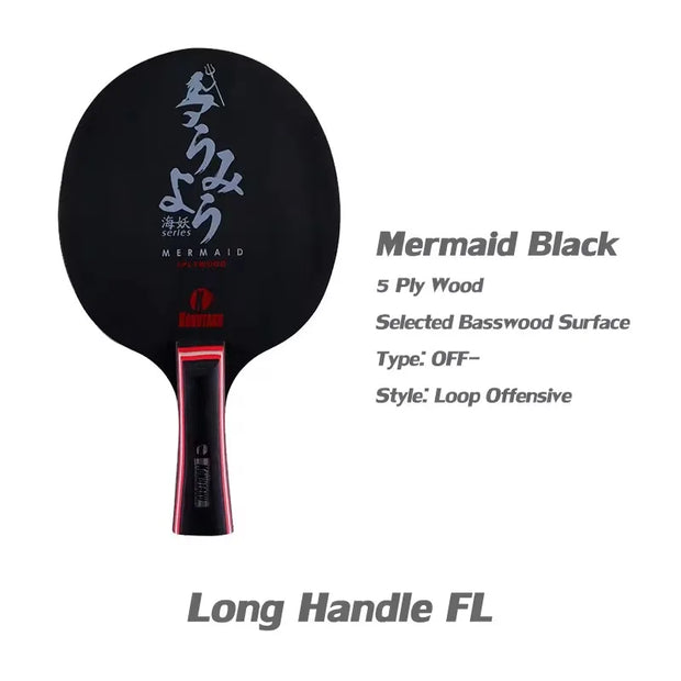 KOKUTAKU MERMAID Table Tennis Blade Racket PURE BLACK CARBON WOOD Allround Offensive Ping Pong Bat Paddle