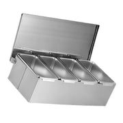 4 Compartment Stainless Steel Seasoning Box Trays, Keep Kitchen Organized, Versatile for All Seasonings,Seasoning Box Trays