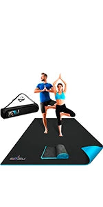 Large Yoga Mat - 7’ x 5’ x 9mm Extra Thick Exercise Mat - Use Without Shoes