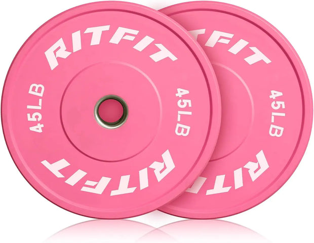 Pink Weight Plates, 2 Inch Ol ympic Barbell Weight Plate, Bumper Plates With Steel Insert, pink weights for Gym and Home