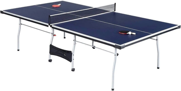 Foldable 4 Piece Ping Pong Table Tennis Set with Net, Paddles, Balls - Tournament Size, Quick Setup, Playback Mode