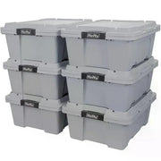 12 Gal Max Pro Plastic Utility Storage Tote, Gray, 6 Pack Tool  Box   Chest