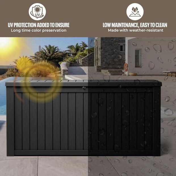 Deck box,180 gallon indoor and outdoor storage box, Waterproof and sun-resistant resin material box, suitable（black）Storage Box