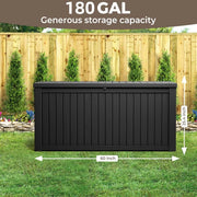 Deck box,180 gallon indoor and outdoor storage box, Waterproof and sun-resistant resin material box, suitable（black）Storage Box