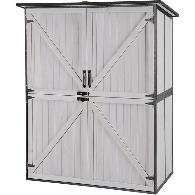 US Outdoor Storage Shed Upgraded with Strong Metal Frame Garden Tool Shed Storage House Cabinet with Adjustable Shelfs and