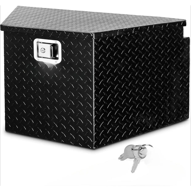 US 33 Inch Heavy Duty Diamond Plate Aluminum Trailer Tongue Box Pickup Truck Tool Box Storage Organizer with Weather