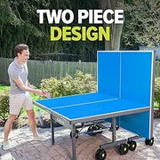 Outdoor Table Tennis Table with Waterproof Net Set - Quick Assembly - All Weather Aluminum Composite Outdoor Ping