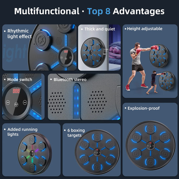 New Smart Music Boxing Machine Adult/Children Sports Fitness Boxing Trainer Home Exercise Response Training Boxing Wall Target