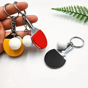 New Cute Table Tennis Racket Pendants Souvenir Table Tennis Ball Key Chain Ball Sports Fans Key Ring Gift Ornament Accessories